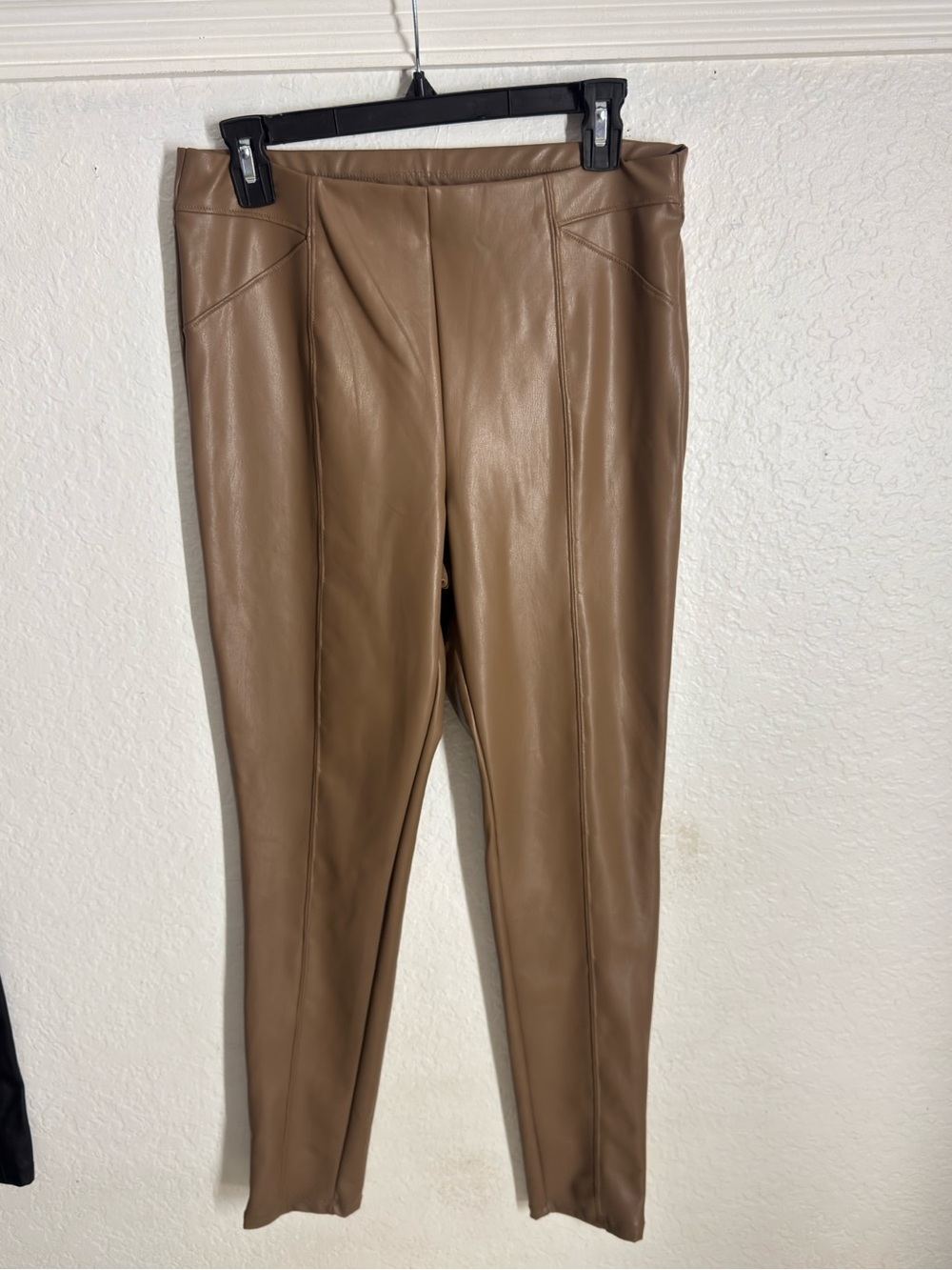 Haute Monde Taupe Faux Leather High-Waist Leggings